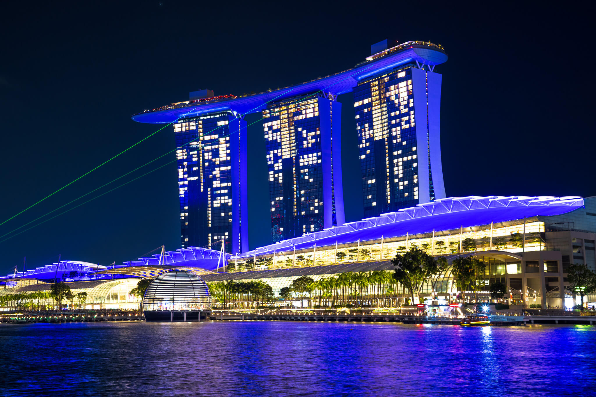 Marina Bay Sands laser show at night, Singapore